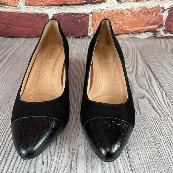 Cole Haan Women's The GO-to Pump 45MM, Black Suede/Black Croc, 8.5 - Picture 5 of 6
